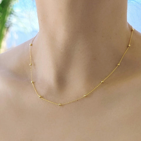 Sterling Silver Beads Choker Necklace