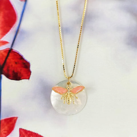 Sterling Silver Bee and Shell Necklace