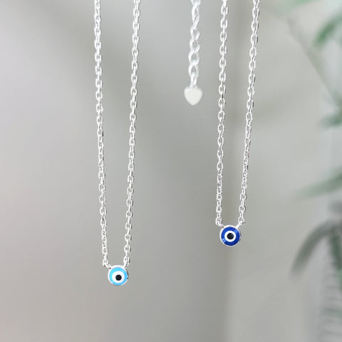 Sterling Silver Dainty Evil Eye Necklace