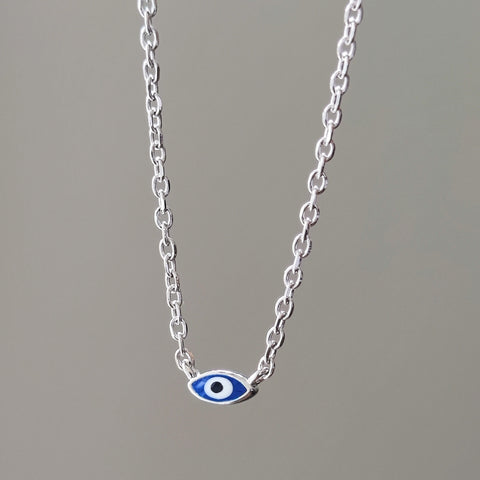 Sterling Silver Dainty Evil Eye Necklace