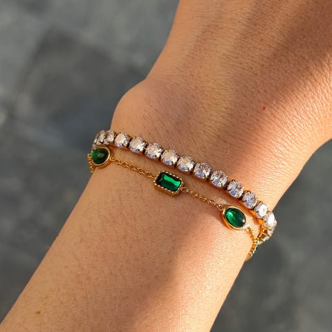 Green Crystal Oval Bracelet