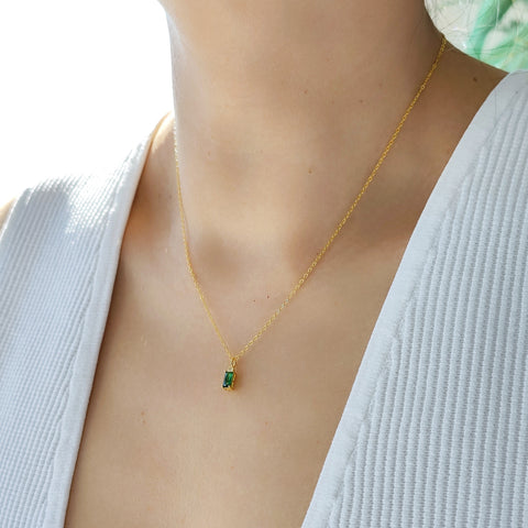 Sterling Silver Green Stone Necklace