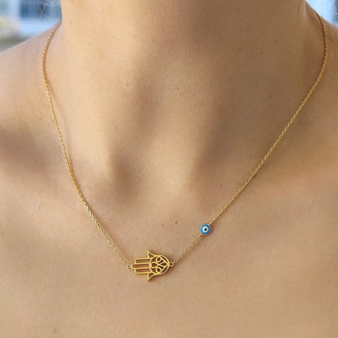 Sterling Silver Hamsa Hand Necklace
