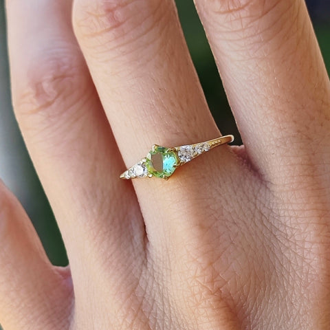 Sterling Silver Green Maggie Ring