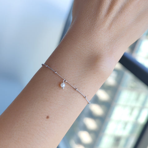Sterling Silver Dainty Pearl Bracelet