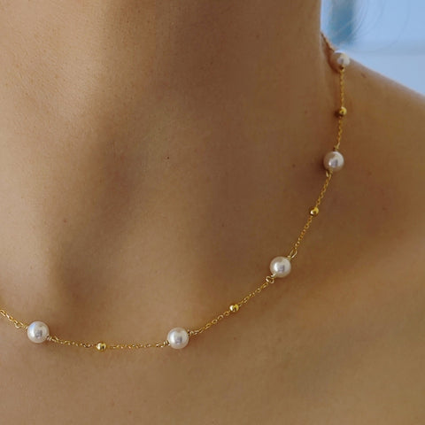 Sterling Silver Pearl Choker Necklace