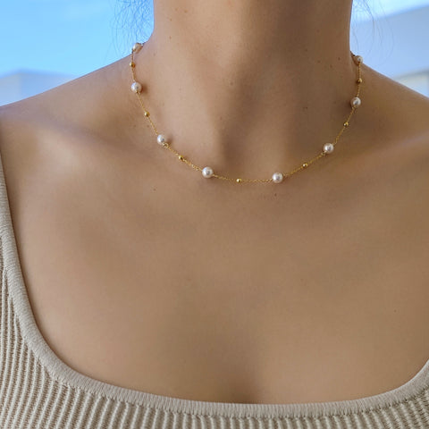 Sterling Silver Pearl Choker Necklace