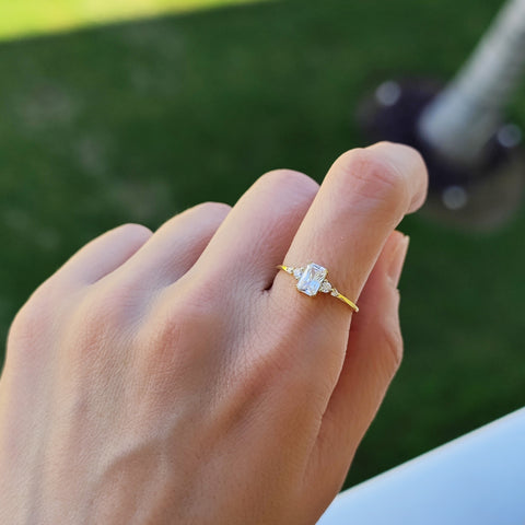 Sterling Silver Gia Rectangle Ring