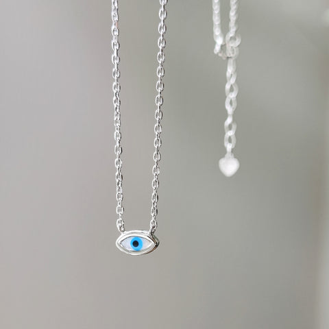 Sterling Silver Shell Evil Eye Necklace