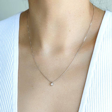 Sterling Silver Simple Stone Necklace