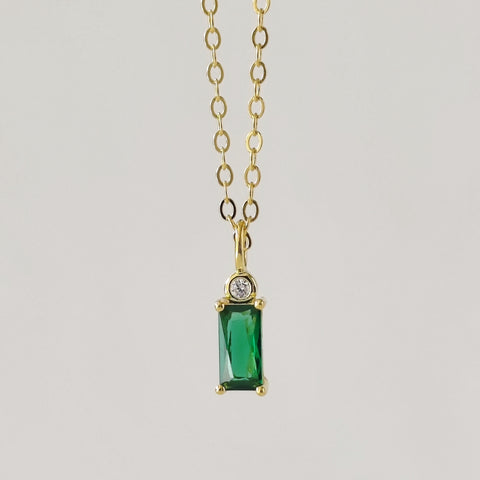 Sterling Silver Green Stone Necklace
