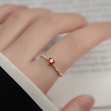 Sterling Silver Red Heart Ring