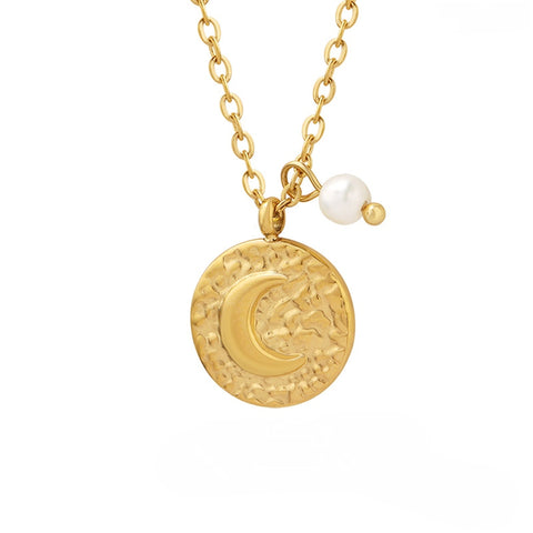 Moon and Pearl Necklace
