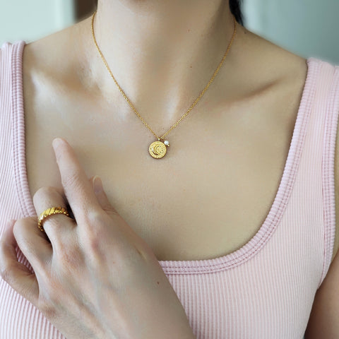 Moon and Pearl Necklace
