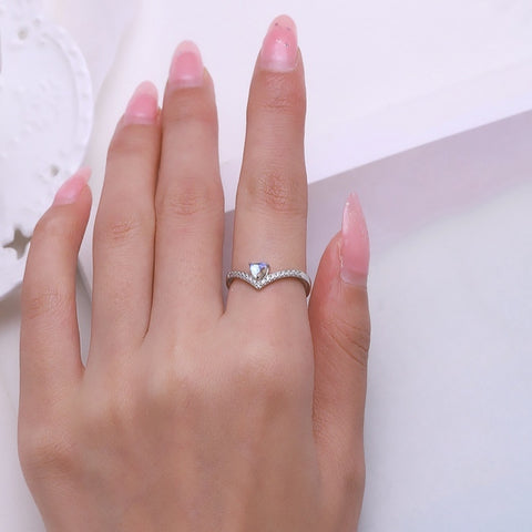 Sterling Silver Moonstone Heart Ring