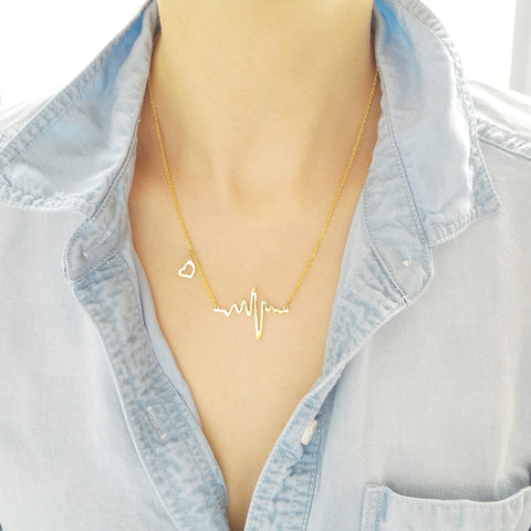 Stainless Steel Heartbeat Necklace