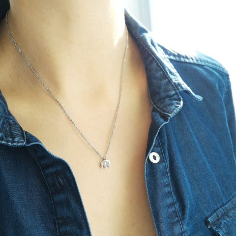Stainless Steel Cute Elephant Necklace