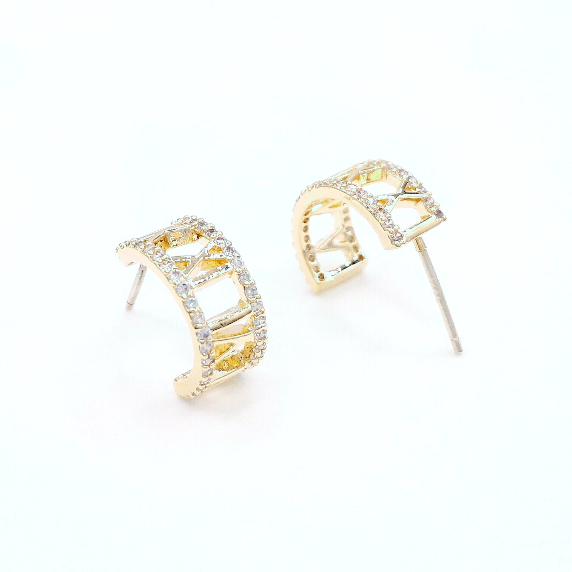 Pave Crystal Roman Numeral Curved Studs