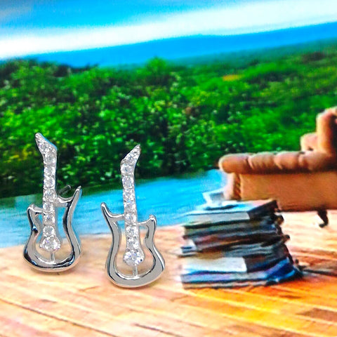 Sterling Silver Guitar Earrings