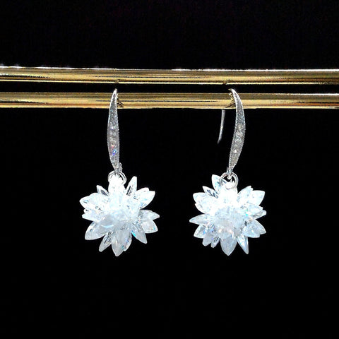 Sterling Silver Crystal Cluster Drop Earrings