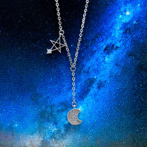 Sterling Silver Moon and Star Necklace