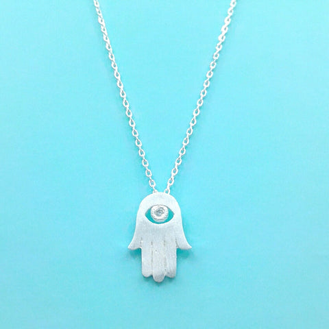 Sterling Silver Hamsa Hand Necklace