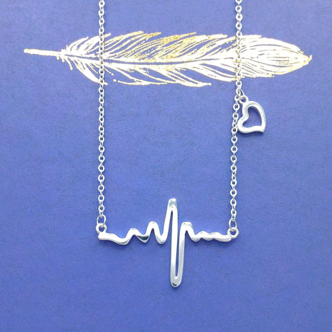 Sterling Silver Heartbeat Necklace