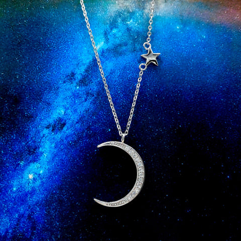 Sterling Silver Moon and Star Necklace