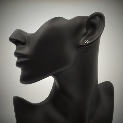 Sterling Silver Dainty Hearts Clover Studs