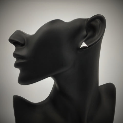 Sterling Silver Pave Crystal Delta Studs