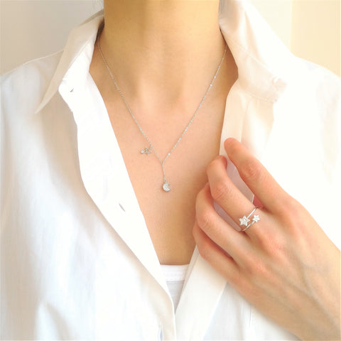 Sterling Silver Moon and Star Necklace