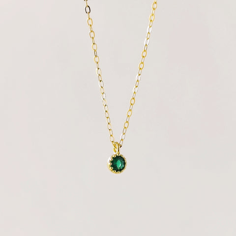 Sterling Silver Dainty Green Stone Necklace